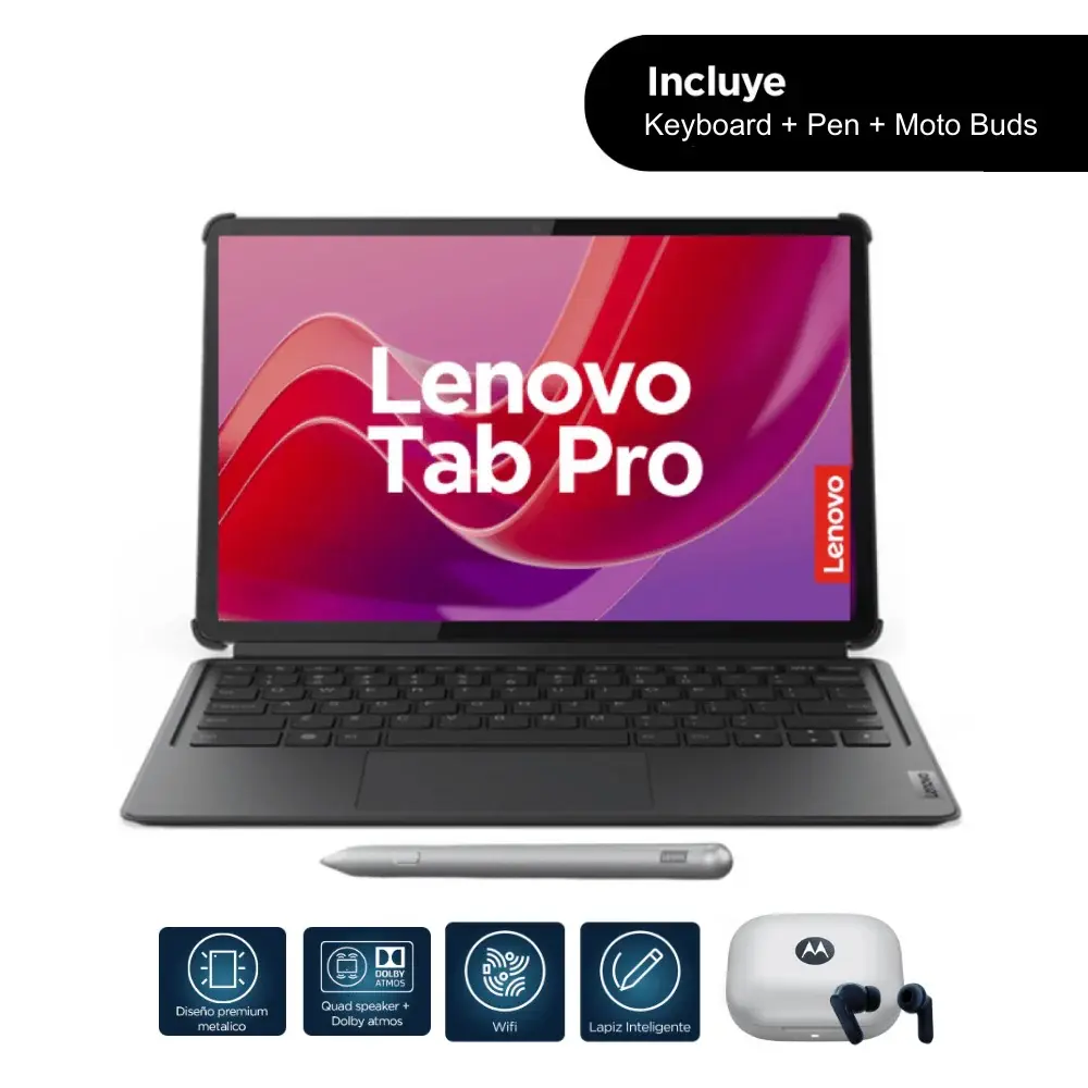 Lenovo Idea Tab Pro | 12.7" | 8GB RAM | 256GB | Wi-Fi ofrece Teclado + Lenovo Pen Plus + Audífonos Moto Buds)