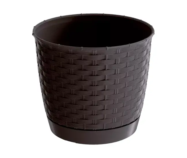 Maceta Ratolla Round 2L., Dimensiones (Mm) 165X165X142, Color Ocre Negro