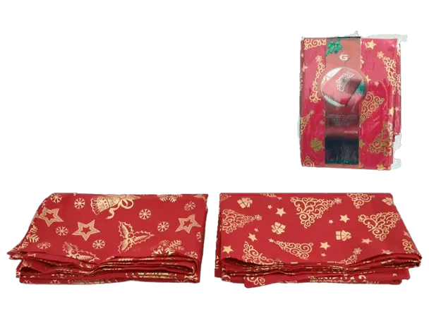 Mantel rojo/oro 140x220cm 2 st