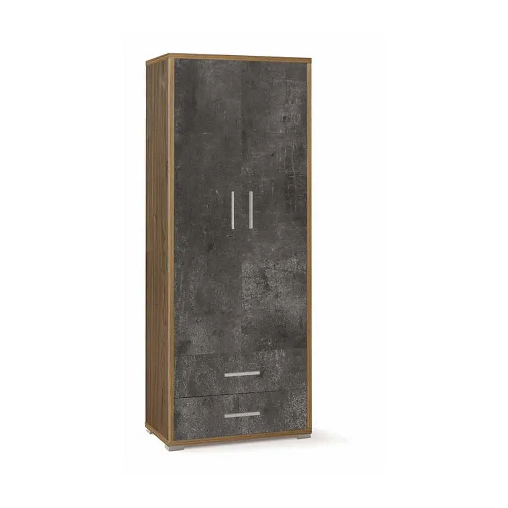 Mobile arredamento contemporáneo 2 ante e 2 cassetti con 4 ripiani finitura struttura Noce Stelvio / finitura frontale Os...