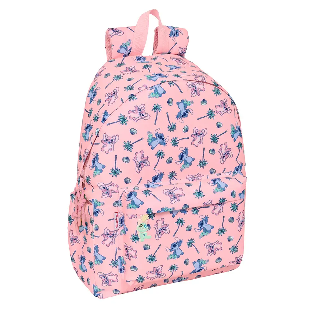 Mochila Escolar Voluminoso Dos Compartimentos Stitch Beach Mochila Para Portátil 14.1" Talla L - Safta