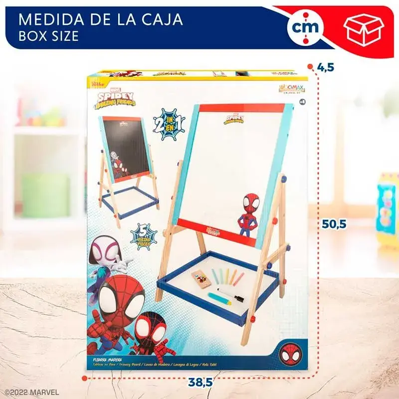 Pizarra 2 en 1 Woomax Spidey Amazing Friends +4A blanco/negro 64,5x40x31,5 cm