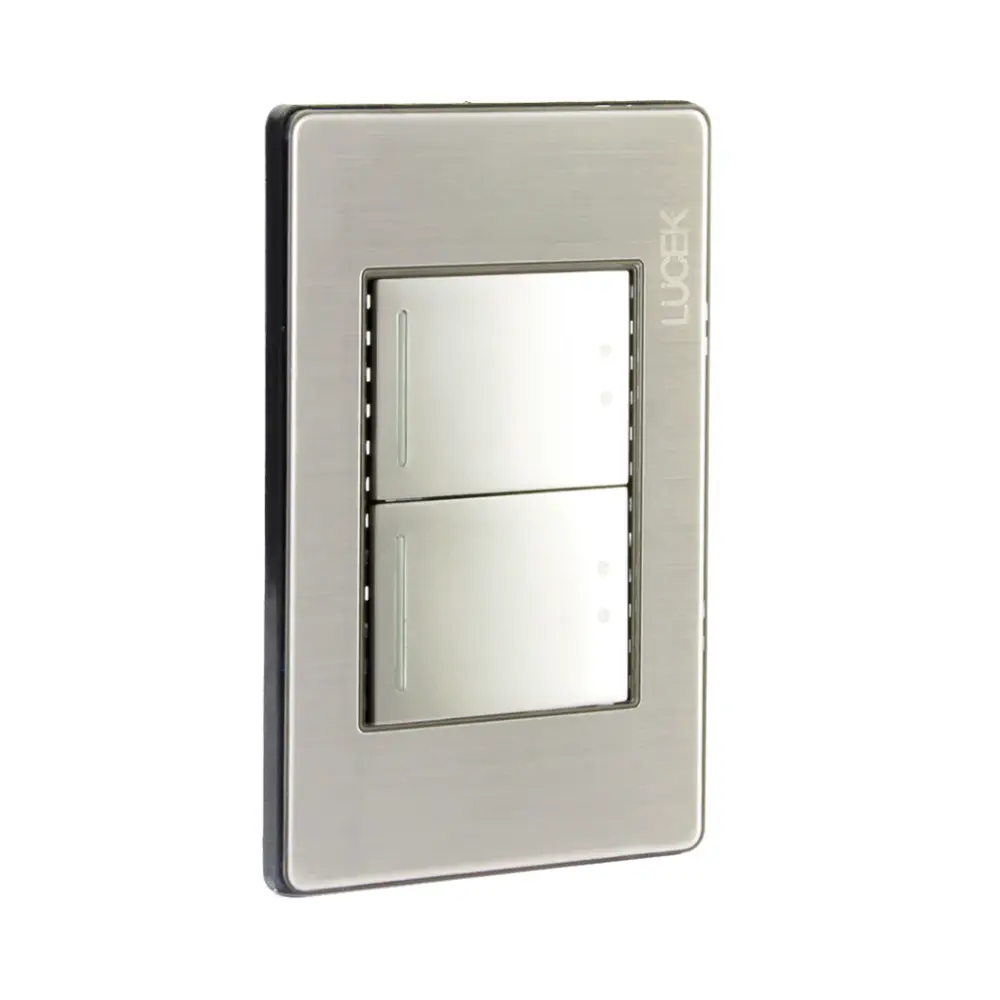 Placa 2 Apagadores Escalera Plata