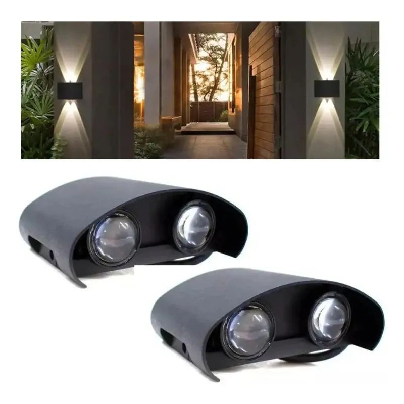Set X2 Aplique Pared Bidireccional Lampara Exterior 2 Luces