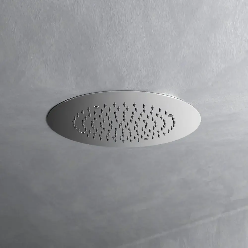 Soffione de ducha empotrado redondo diámetro 35 cm en acero inoxidable espesor 2 mm con kit de instalación