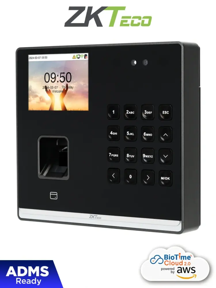ZKTECO M2F PRO-LR - Control de Asistencia y Acceso con Autenticación Facial (500 Rostros), Huella Lcd BioID+ (1,000), Tar...