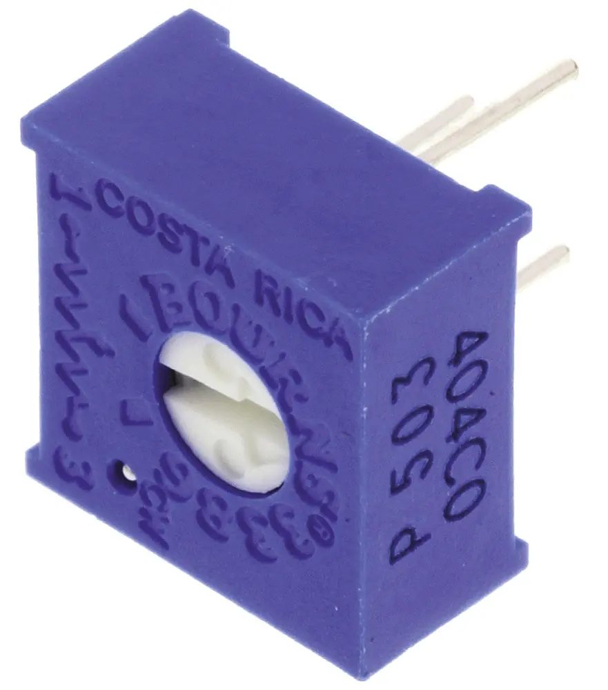 Potenciómetro para PCB Bourns serie 3386, 50kΩ máximo, ±10%, ±100ppm/°C, 0.5W, Montaje en orificio pasante | 3386P-1...