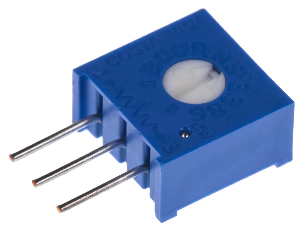 Potenciómetro para PCB Bourns serie 3386, 10kΩ máximo, ±10%, ±100ppm/°C, 0.5W, Montaje en orificio pasante | 3386W-1...