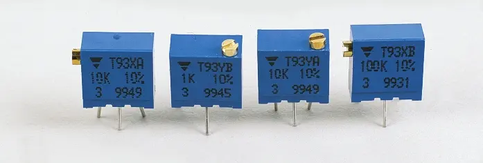 Potenciómetro para PCB Vishay serie T93, 100Ω máximo, ±10%, 0.5W, vueltas: 21 vueltas (eléctricas), 23 vueltas | T93Y...