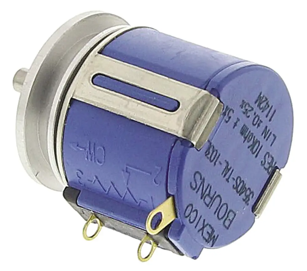 Potenciómetro de 10kΩ, 2W, serie 3540, 1 módulo, 10 vueltas, Eje ranurado, eje de 3,18 mm de Ø, Montaje de rodamiento ...