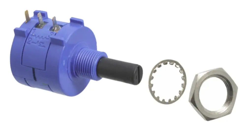 Potenciómetro de 10kΩ, ±5%, 2W, serie 3590, 1 módulo, 10 vueltas, Eje ranurado, eje de 6,35 mm de Ø, Montaje de | 359...
