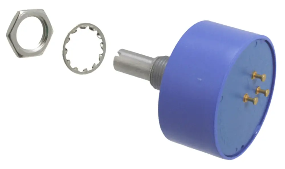 Potenciómetro de 2kΩ, ±10%, 1.5W, serie 6657, 1 módulo, 1 vuelta, Eje ranurado, eje de 6,35 mm de Ø, Montaje de | 665...
