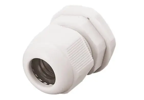 Prensaestopas de Nylon 66 Blanco, rosca M12, contratuerca incluida, IP68, Pirorretardante, autoextinguible
