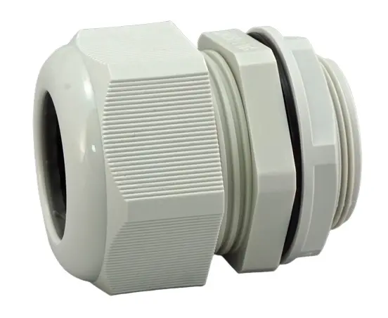 Prensaestopas de Nylon 66 Gris, rosca M12, contratuerca incluida, IP68, Pirorretardante, autoextinguible