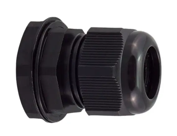 Prensaestopas de Nylon 66 Negro, rosca PG9, contratuerca incluida, IP68, Pirorretardante, autoextinguible