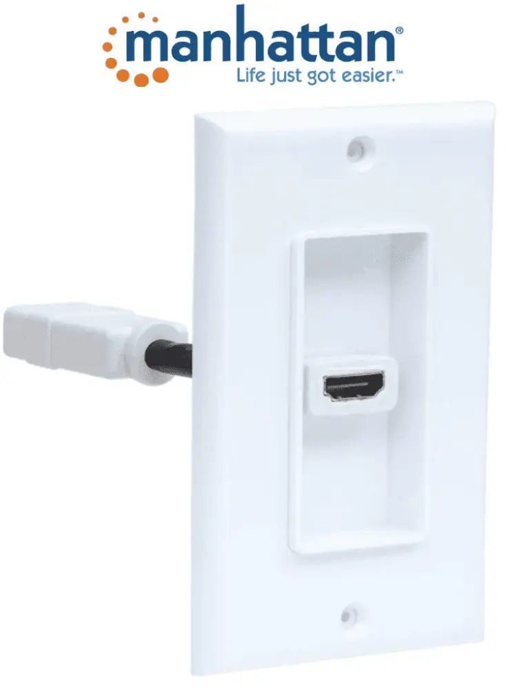 MANHATTAN 771719 Placa de pared HDMI de un puerto HDMI hembra HDMI hembra, Tipo Conector, Blanco