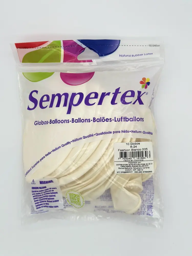 Fashion Blanco 24" (Bolsa 10pzs) Sempertex con Protección Antiestática