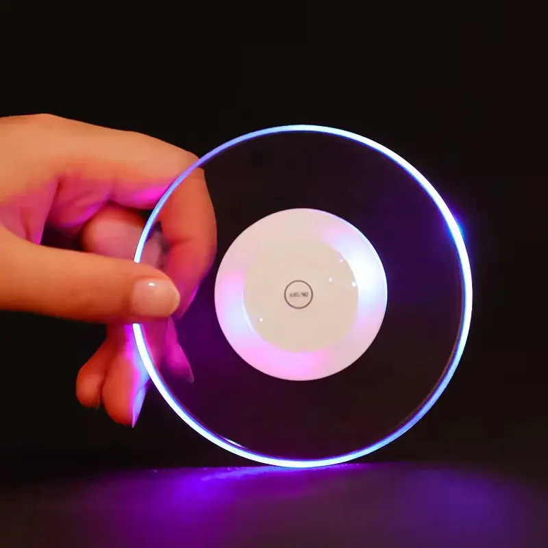 Memoria MicroSD con Adaptador Posavasos acrílico Cóctel LED 10cm (Luz blanca).