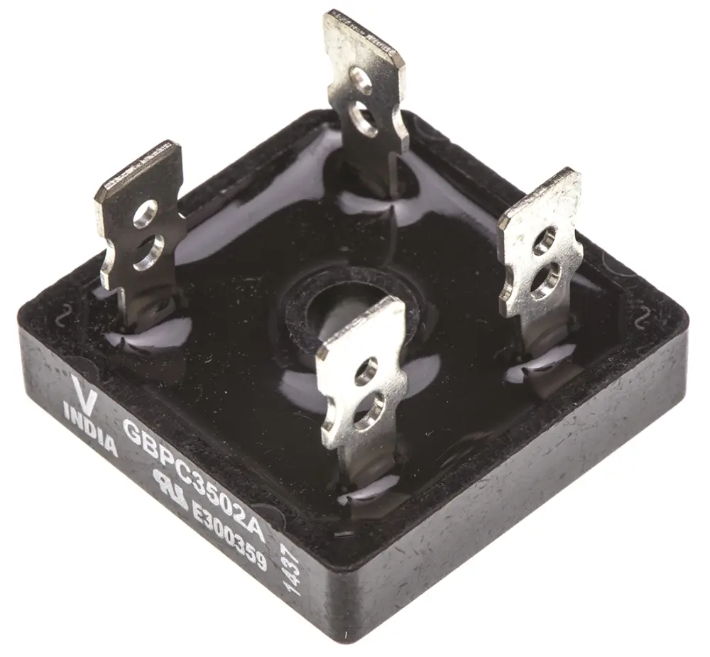 Rectificador en puente, VS-GBPC3502A, Monofásico, 35A 200V, Conexión de silicio GBPC-, 4 pines Vishay