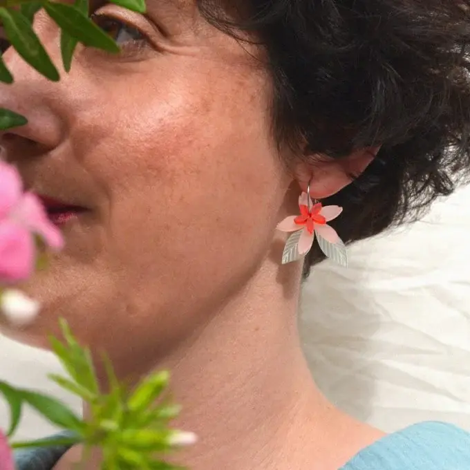 Pendientes - Azahar aguamarina - Rosa Rojo para Pequeñas Empresas