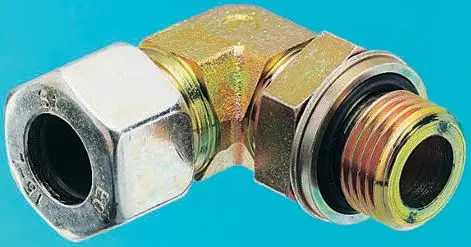 Conexión de tubo de compresión acodado hidráulico, Acero Chapado en Zinc, Parker, WEE10LRCF