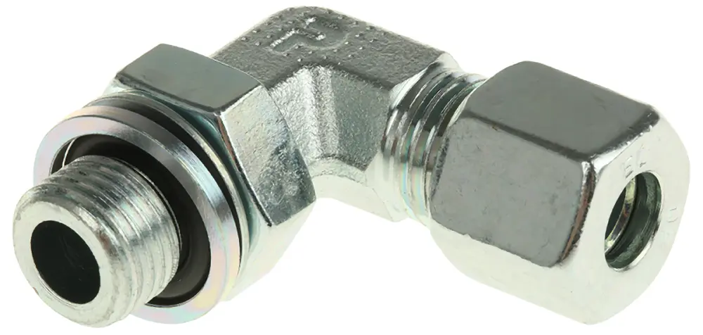 Racor hidráulico, Parker, WEE08LRCF, Connector DIN cónico 24º macho, Connector B BSPP macho