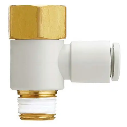 Racor neumático SMC KQ2, Adaptador de rosca acodado, con. Hembra R 1/8 | KQ2VF06-01AS