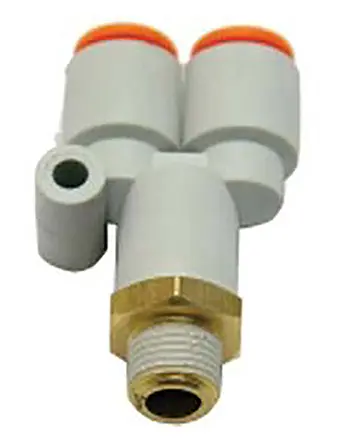 Racor neumático SMC KQ2, Adaptador de rosca en Y, con. Encaje presión de 8 mm, con. B Encaje presión de 8 mm | KQ2U08-01AS