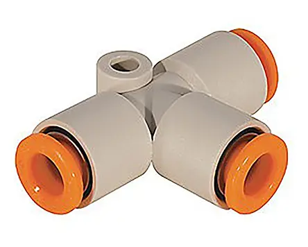 Racor neumático SMC KQ2, Adaptador de tubo tubo en T, con. Encaje presión 3/16 , con. B Encaje presión 3/16 | KQ2T05-00A