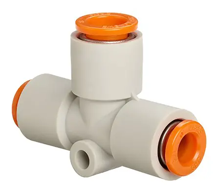 Racor neumático SMC KQ2, Adaptador de tubo tubo en T, con. Encaje presión de 1/4 , con. B Encaje presión 3/8 | KQ2T07-11A