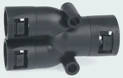 Racor para conducto Adaptaflex, Pieza en Y de Nylon 66 Negro, tamaño nom. 28mm, IP66 | 7TCA296000R0913 AL282121/Y/BL