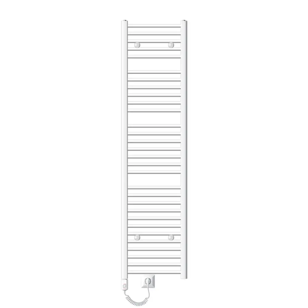 Radiador toallero eléctrico - 400 x 1800 mm blanco ecd germany con Baterí de Respaldo