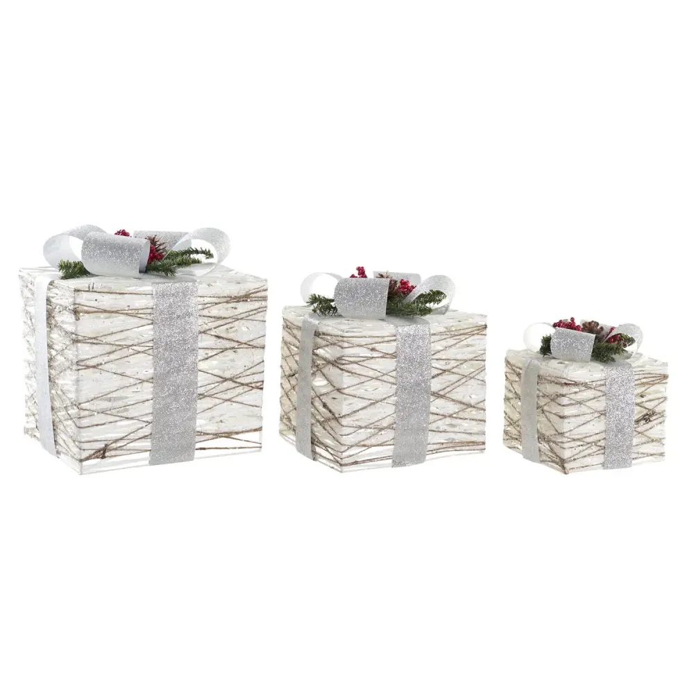 REGALO SET 3 LED RATAN 25X25X28 3AA BLANCO