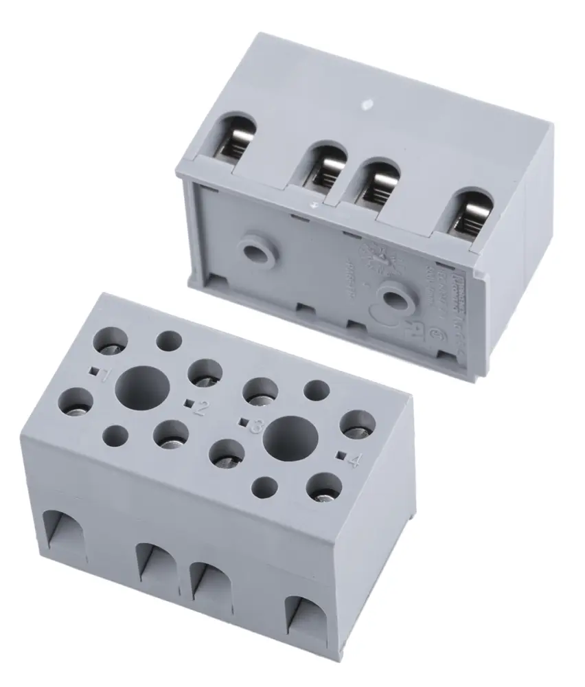 Clema Phoenix Contact UK de 4 vías, para cable de 24 → 12 AWG, 32A, 500 V, Sujeto con Tornillo, de color Gris | 2716046
