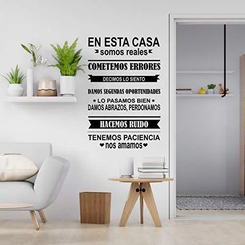 Pegatina de Pared NORMAS DE LA CASA, SOMOS REALES - Vinilo Decorativo en Español y Oficina con Protección Avanzada
