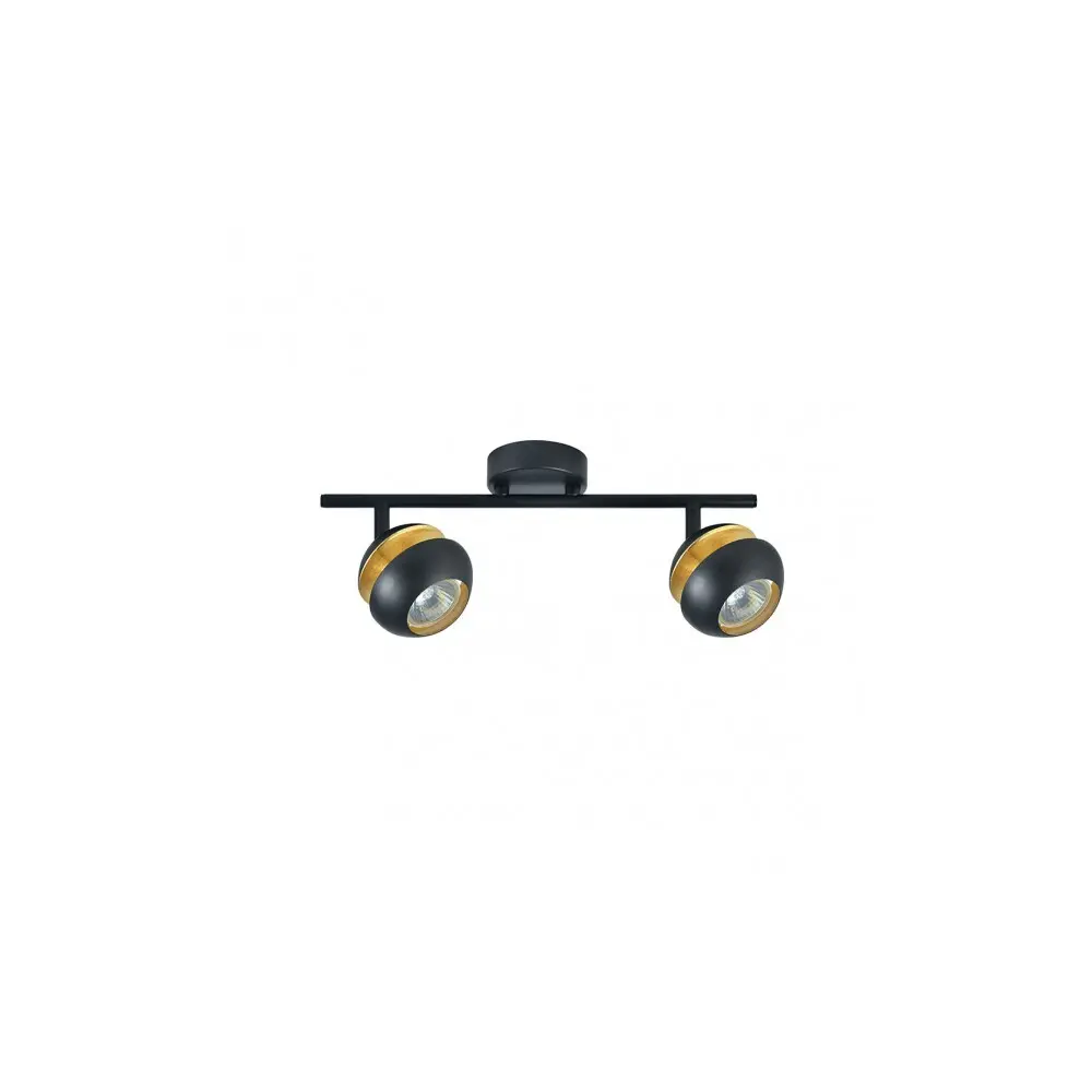 Regleta con Interruptor Regleta 2 luces beethoven negro 8.5cm