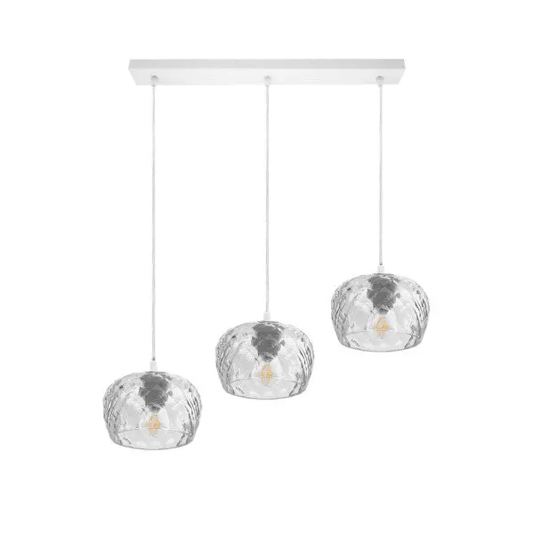 Regleta estela 3xE27 blanca 65x13 cm tulipas cristal transparente | 5m de Cable |