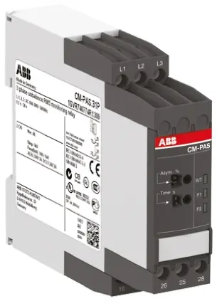 Relé de supervisión de Fase ABB serie CM-PAS, DPDT, 3 fases, para carril DIN | 1SVR730774R1300 CM-PAS.31S