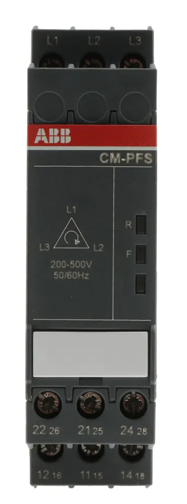 Relé de supervisión de Fase ABB serie CM-PFS, DPDT, 3 fases, para carril DIN | 1SVR730824R9300 CM-PFS.S