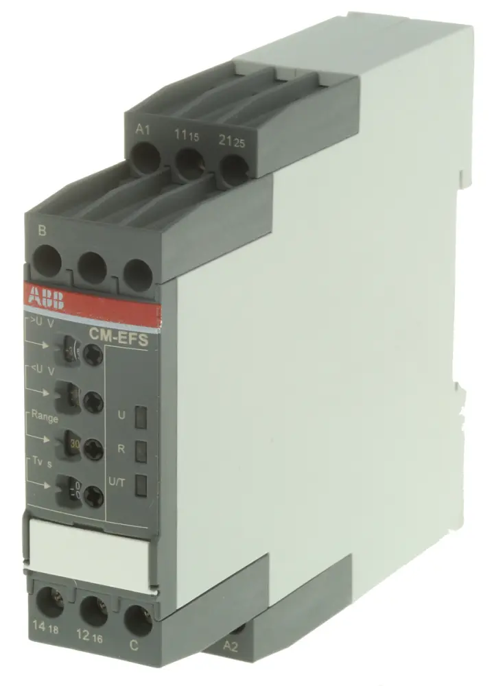 Relé de supervisión de Tensión ABB serie CM-EFS, DPDT, 1 fase, para carril DIN | 1SVR730750R0400 CM-EFS.2S