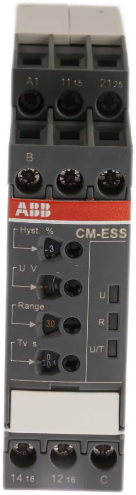 Relé de supervisión de Tensión ABB serie CM-ESS, DPDT, 1 fase, para carril DIN | 1SVR730830R0400 CM-ESS.2S