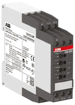 Relé de supervisión de Tensión ABB serie CM-ESS, DPDT, 1 fase, para carril DIN | 1SVR730830R0500 CM-ESS.MS