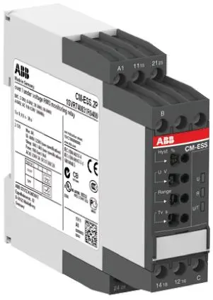 Relé de supervisión de Tensión ABB serie CM-ESS, DPDT, 1 fase, para carril DIN | 1SVR730831R1400 CM-ESS.2S