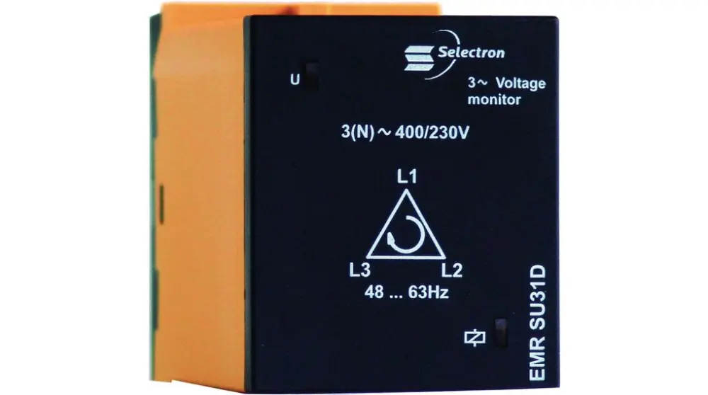Relé de supervisión Selectron, DPDT, 3 fases, para carril DIN | EMR SU31D