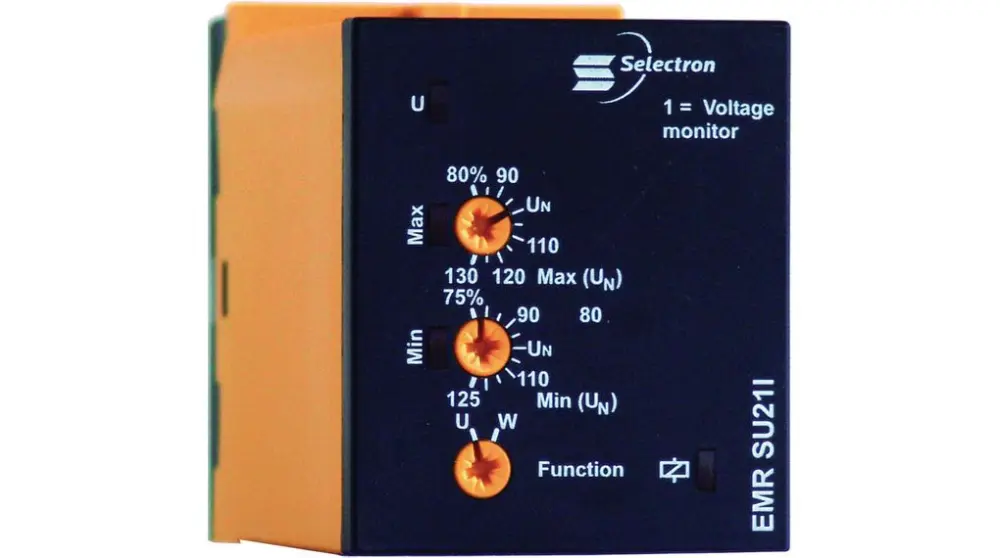Relé de supervisión Selectron, DPDT, 3 fases, para carril DIN | EMR SU21N