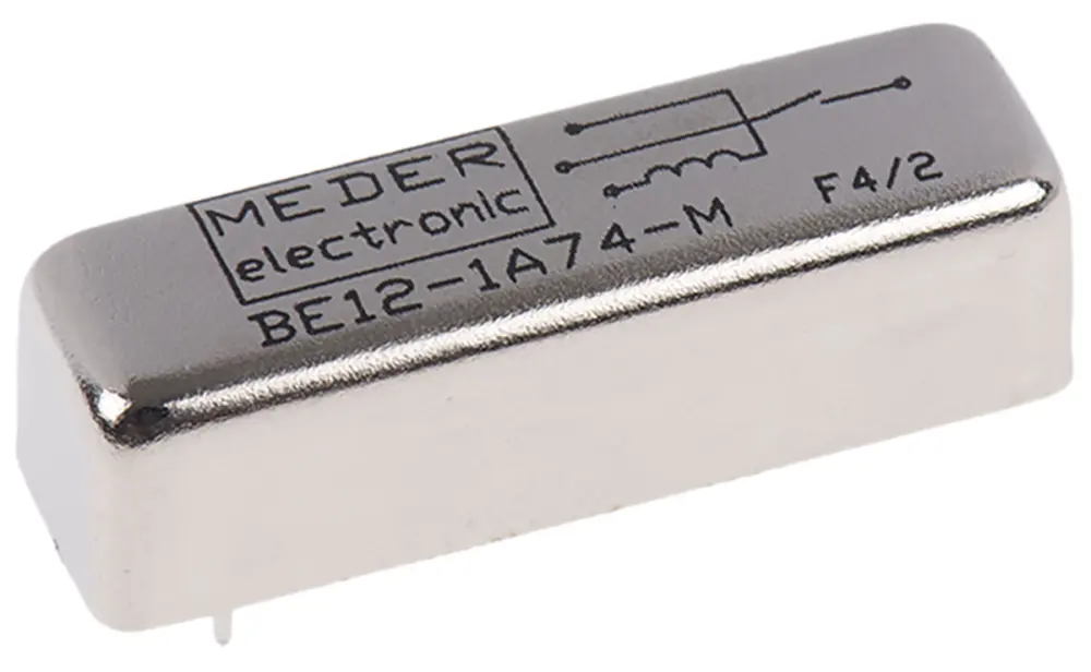 Relé de láminas Meder, SPST, 12V dc / 67mW, 1 , montaje en PCB | BE12-1A74-M