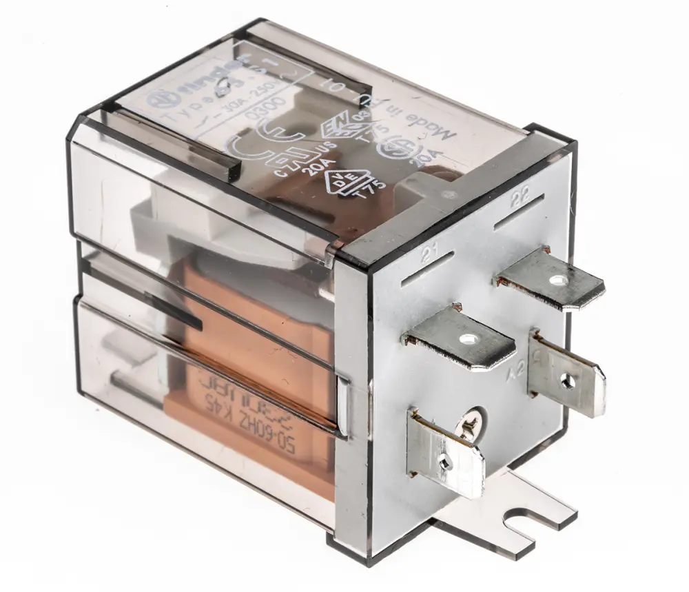 Relé sin enclavamiento Finder 65 de 1 polo, SPST-NC, SPST-NA, bobina 230V ac, Montaje por reborde | 65.31.8.230.0300