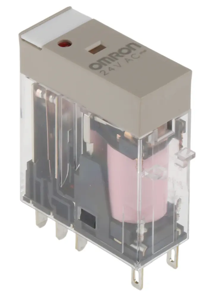 Relé de potencia sin enclavamiento Omron G2R-2 de 2 polos, DPDT, bobina 24V ac, 5A, enchufable | G2R-2-SN AC24(S)