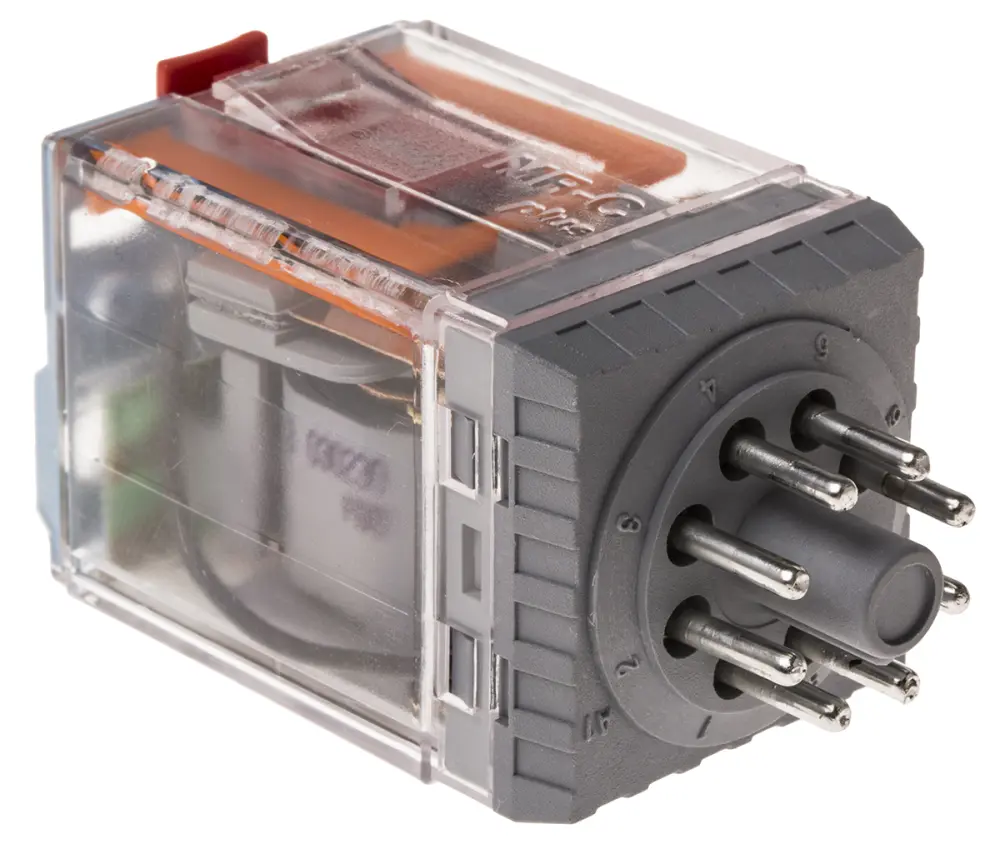 Relé de potencia sin enclavamiento Releco MRC de 2 polos, DPDT, bobina 230V ac, 10A, enchufable | C2-A20X / AC 230 V