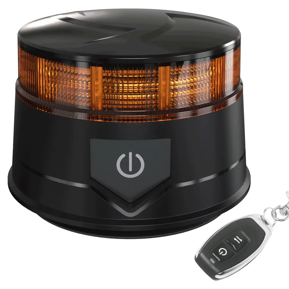 Mini Rotativo LED Ámbar R65 Recargable IP67 con Control Remoto